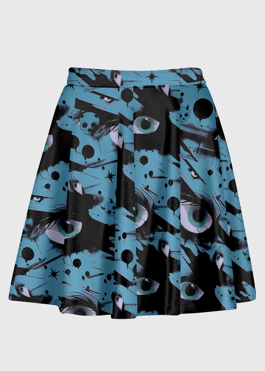 Plus Size Emo Abstract Eye Skater Skirt - In Control Clothing