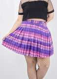 Plus Size Galaxy Grid Pleated Skirt - In Control Clothing
