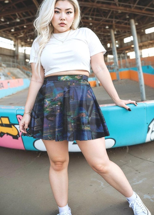Plus Size Glitchcore Aesthetic Anime Skirt