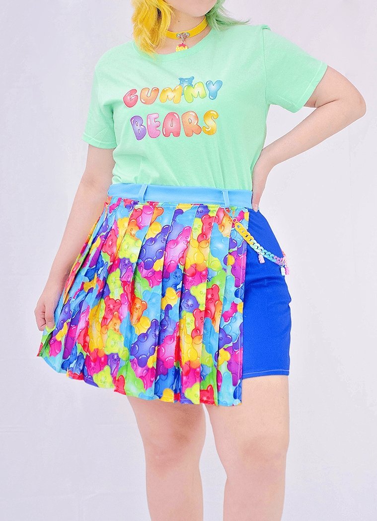 Plus Size Gummy Bear Pleated Chain Skirt - In Control Clothing