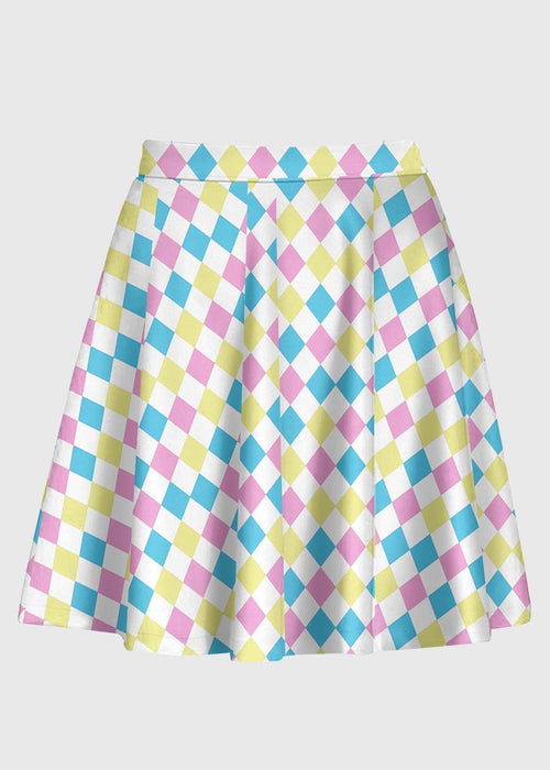Plus Size Harlequin Pattern Pastel Clowncore Skirt