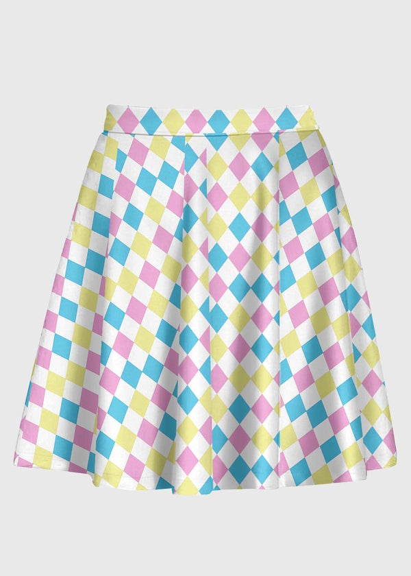 Plus Size Harlequin Pattern Pastel Clowncore Skirt