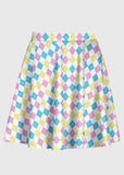 Plus Size Harlequin Pattern Pastel Clowncore Skirt - In Control Clothing