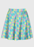 Plus Size Harlequin Pattern Pastel Clowncore Skirt - In Control Clothing