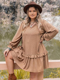 Plus Size Hippie Dot Flounce Sleeve Mini Dress - In Control Clothing