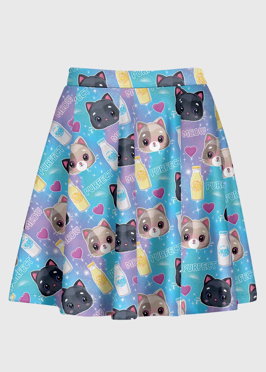 Plus Size Kawaii Cartoon Cat Skirt - In Control Clothing