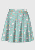 Plus Size Kawaii Cloud Stars Mint Skirt - In Control Clothing