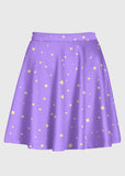 Plus Size Kawaii Magical Star Purple Skirt - In Control Clothing