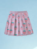 Plus Size Kawaii Strawberry Pleated Skirt - In Control Clothing