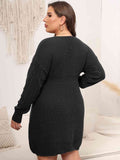 Plus Size Long Sleeve Knit Mini Dress - In Control Clothing