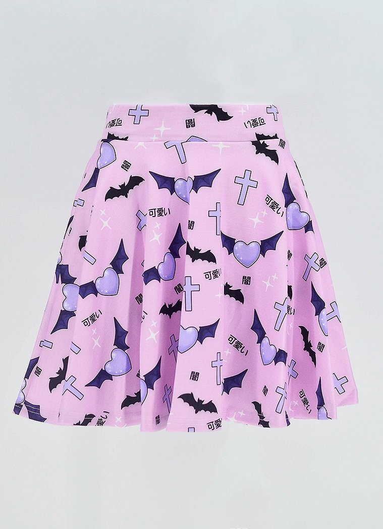 Plus Size Pastel Darkness Flared Skirt - In Control Clothing