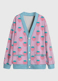 Plus Size Pink Strawberry Kawaii Fleece Cardigan - In Control Clothing