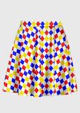 Plus Size Primary Color Harlequin Pattern Clowncore Skirt - In Control Clothing