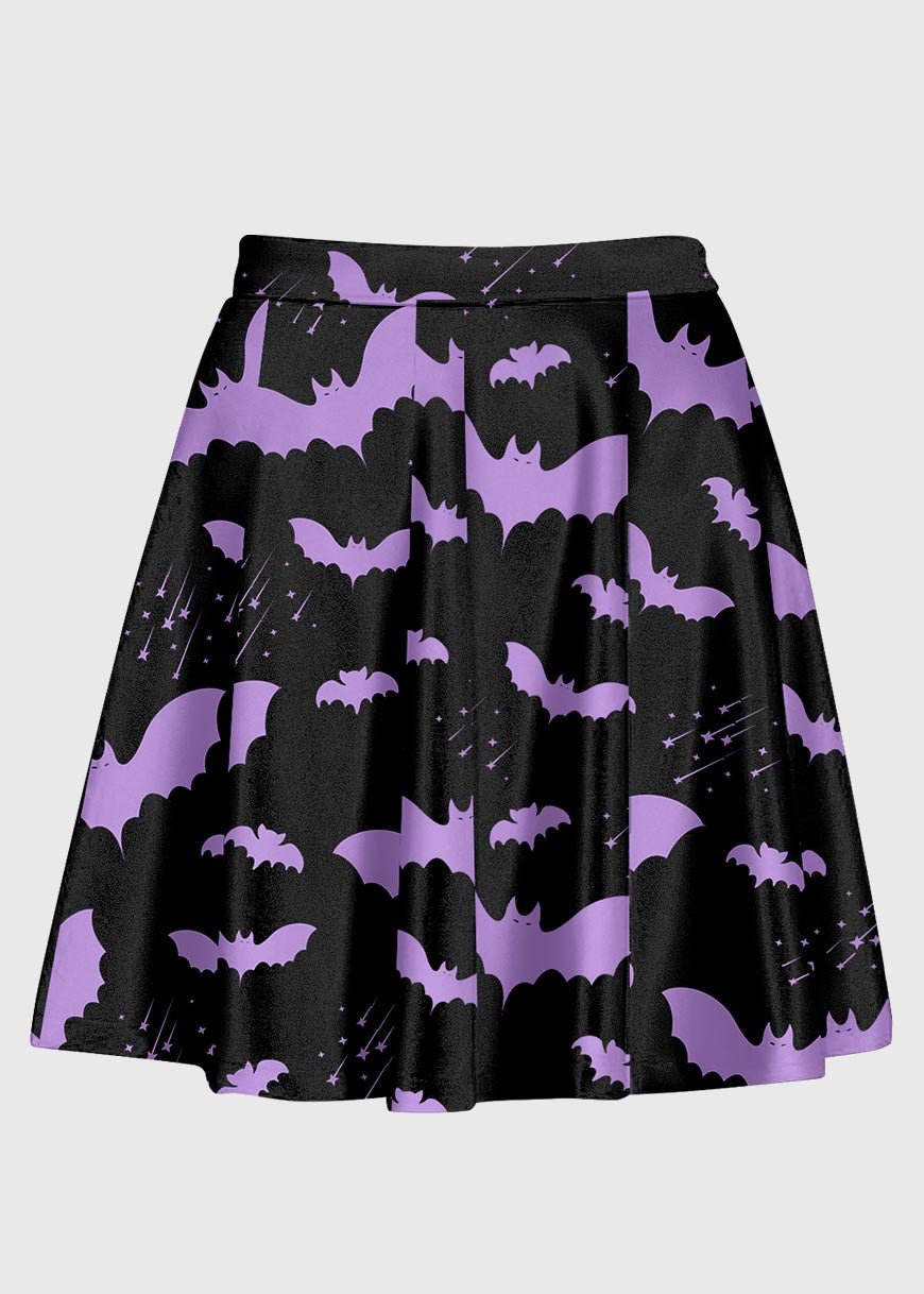 Plus Size Purple Bat Pastel Goth Skirt - In Control Clothing