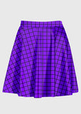 Plus Size Purple Gird Skater Skirt - In Control Clothing