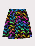 Plus Size Rainbow Bat Pattern Flare Skirt - In Control Clothing
