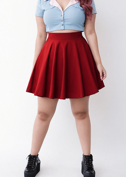Plus Size Red Elastic Circle Skirt
