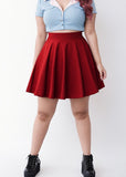 Plus Size Red Elastic Circle Skirt - In Control Clothing