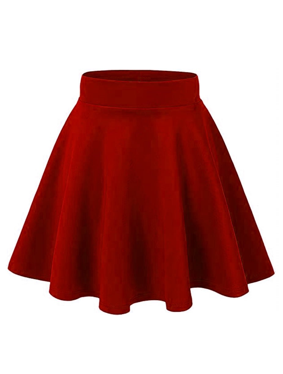 Plus Size Red Elastic Circle Skirt - In Control Clothing
