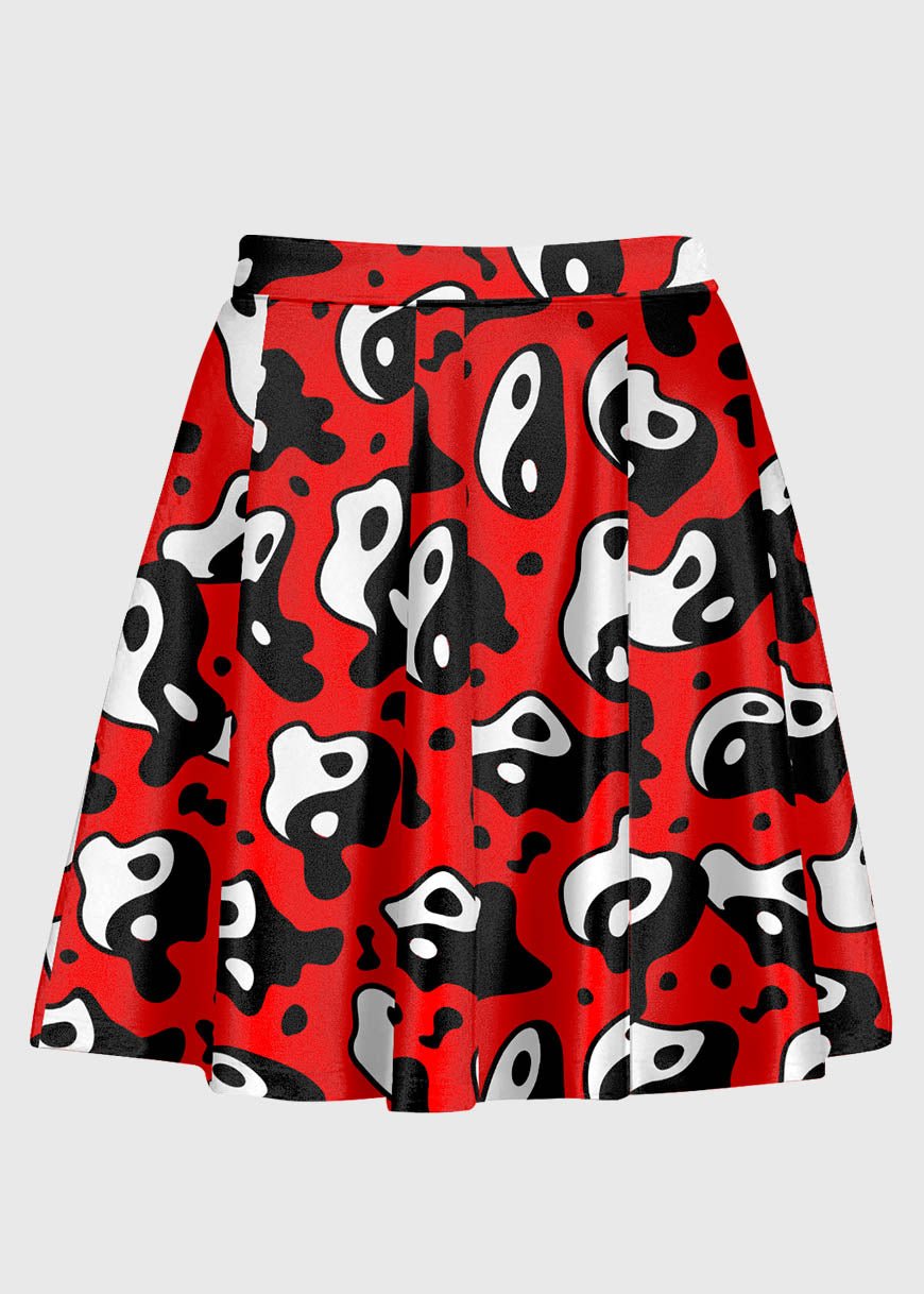 Plus Size Red Trippy Yin And Yang Skirt - In Control Clothing