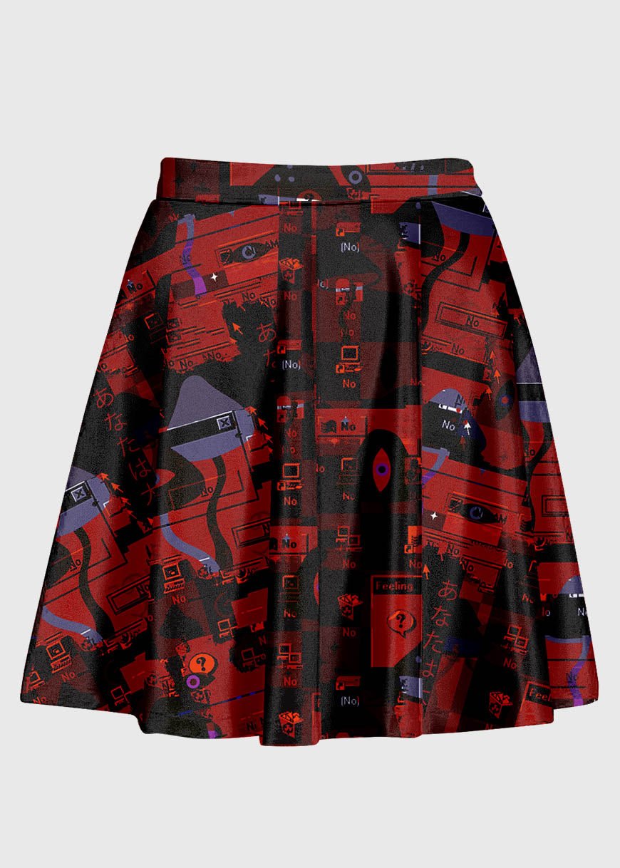Plus Size Red Weirdcore Art Skirt - In Control Clothing