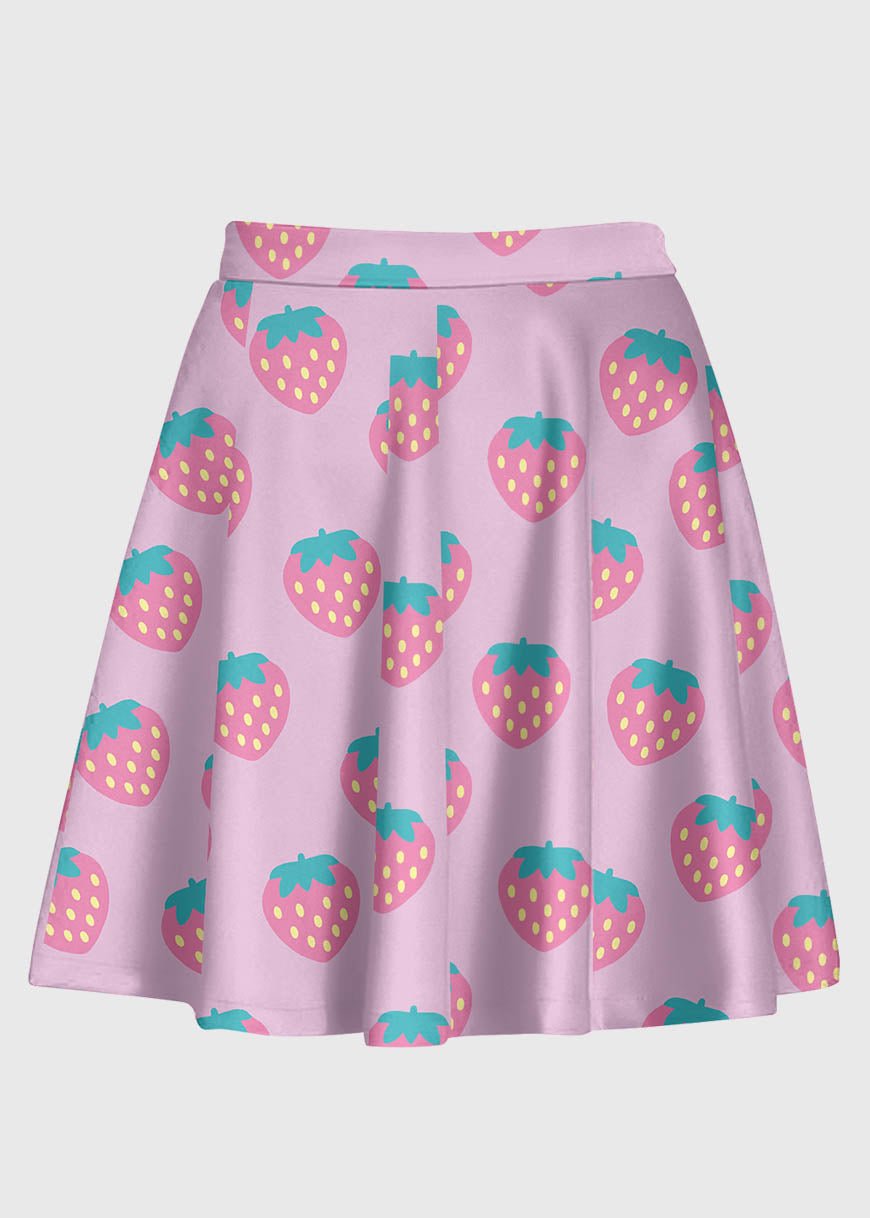 Plus Size Strawberry Pattern Kawaii Skirt - In Control Clothing