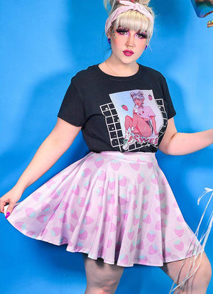Plus Size Strawberry Pattern Skirt