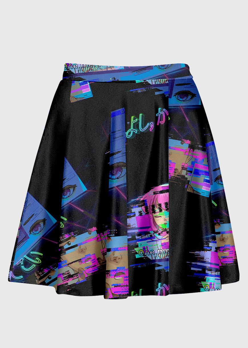 Plus Size Vaporwave Aesthetic Glitchcore Anime Skirt - In Control Clothing