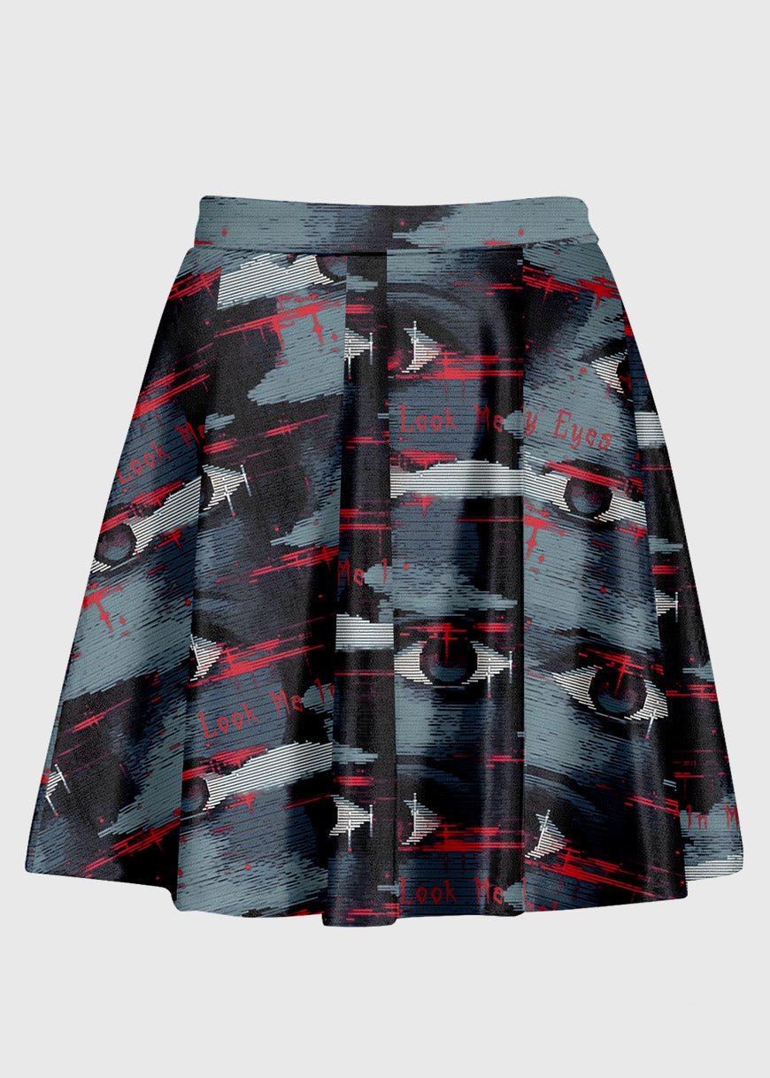 Plus Size Weirdcore Aesthetic Glitch Eye Skirt - In Control Clothing