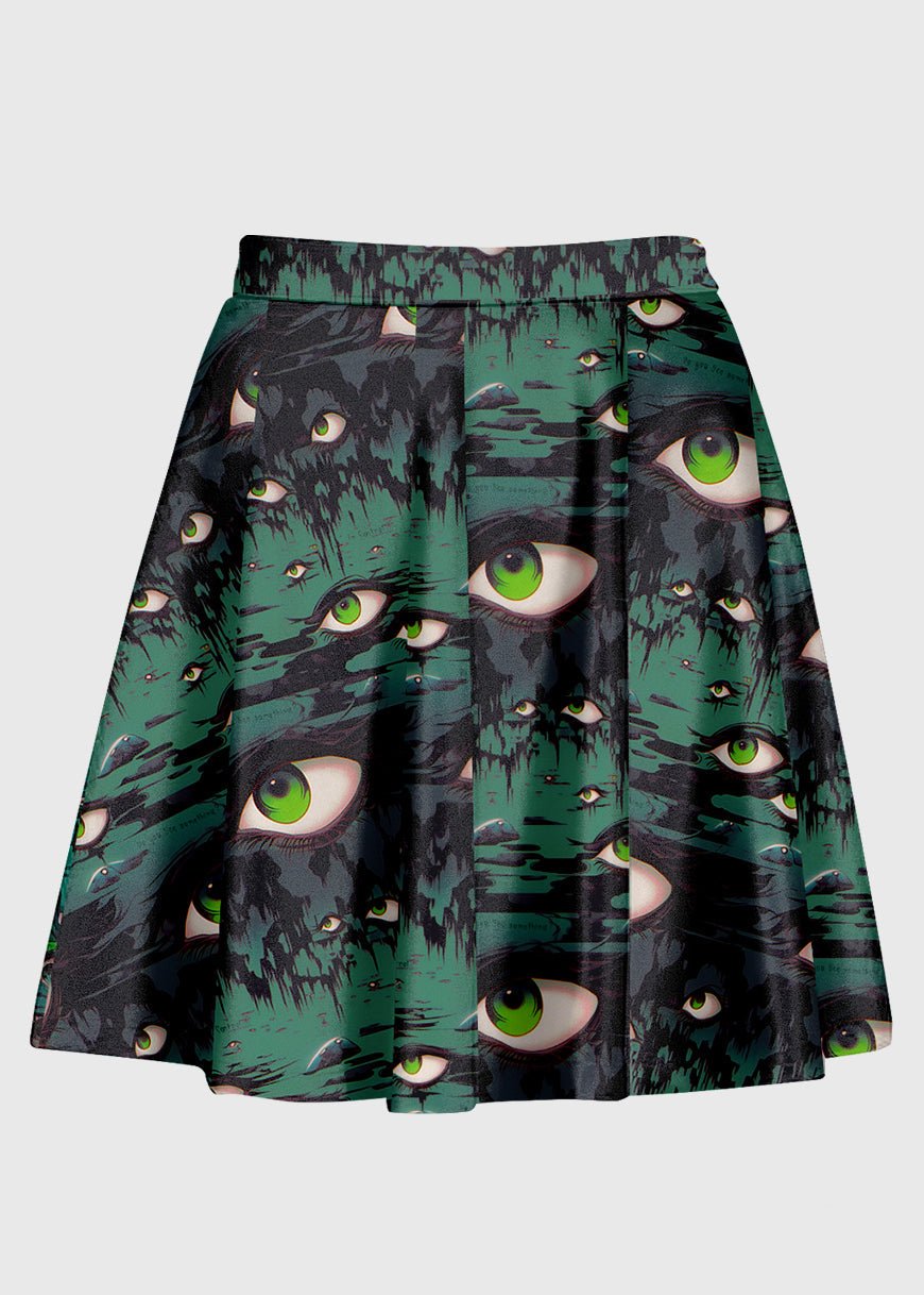 Plus Size Weirdcore Surreal Green Eye Alt Skirt - In Control Clothing