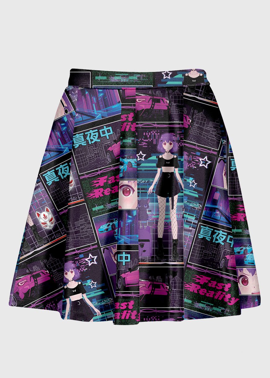 Plus Size Y2K Cyber Anime High Waist Skirt - In Control Clothing