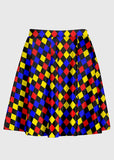 Primary Color Harlequin Pattern Clowncore Skirt - In Control Clothing