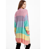 Rainbow striped long cardigan Sweater - In Control Clothing