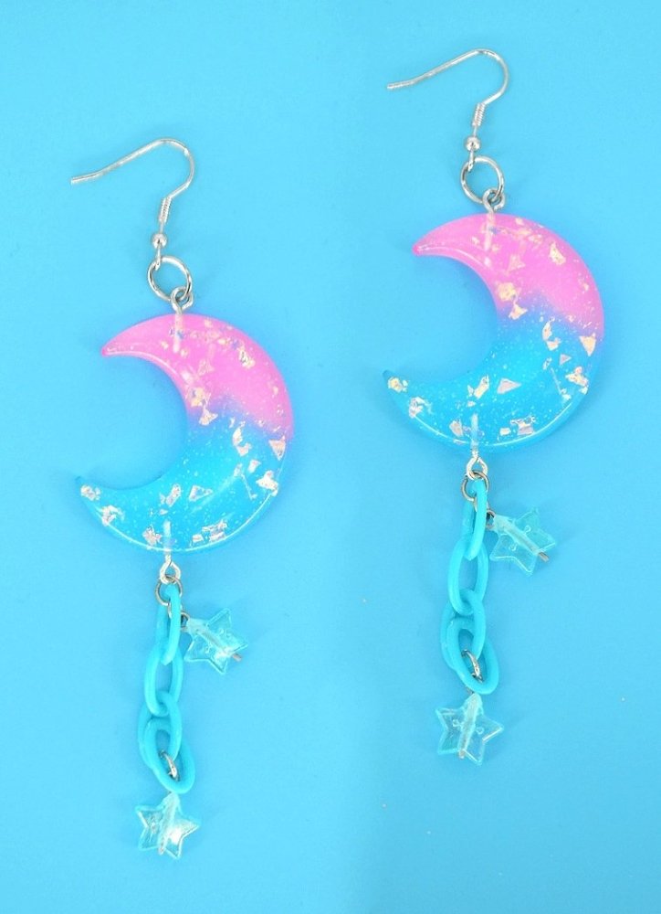 Raspberry Galaxy Moon Earrings - In Control Clothing