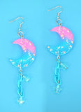 Raspberry Galaxy Moon Earrings - In Control Clothing