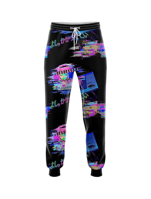 Retro Glitch Anime Joggers