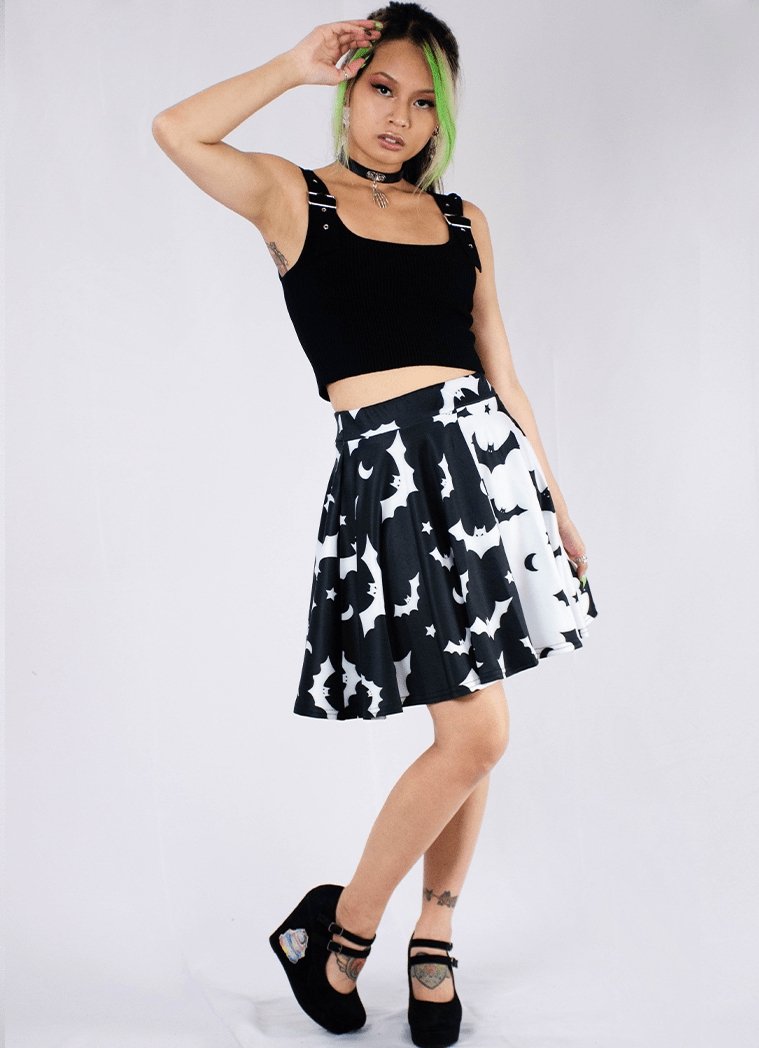 Split Bat Flare Skirt - In Control Clothing