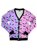 Split Bat Heart Pattern Cardigan Sweatshirt - In Control Clothing