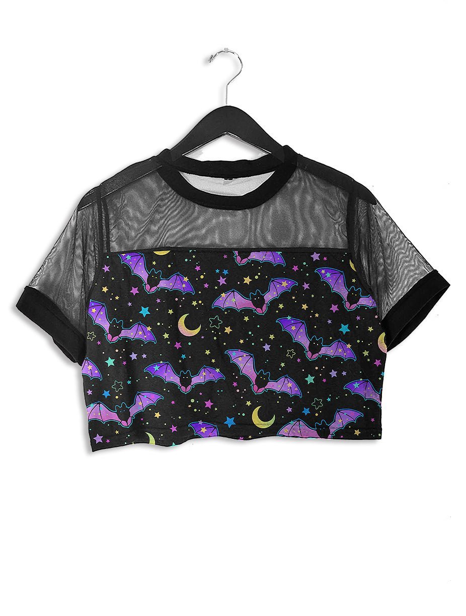 Spooky Cute Bat Mesh Crop Top - In Control Clothing