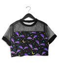 Spooky Cute Bat Mesh Crop Top - In Control Clothing