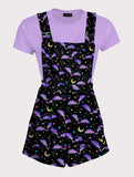 Spooky Cute Bat Print Overalls - In Control Clothing