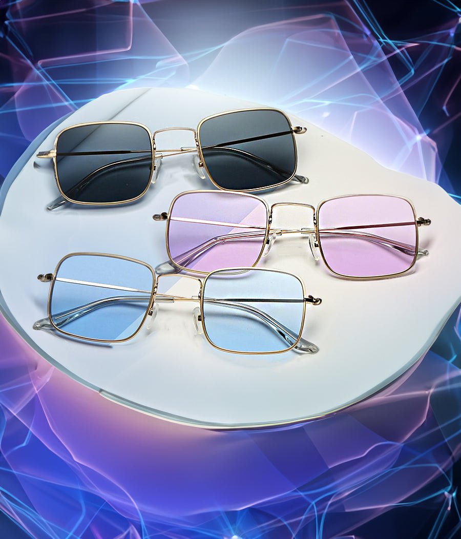 Square Colored Lens Metal Sunglasses - In Control Clothing