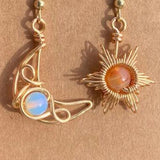 Sun And Moon Beaded Alloy Earrings - In Control Clothing
