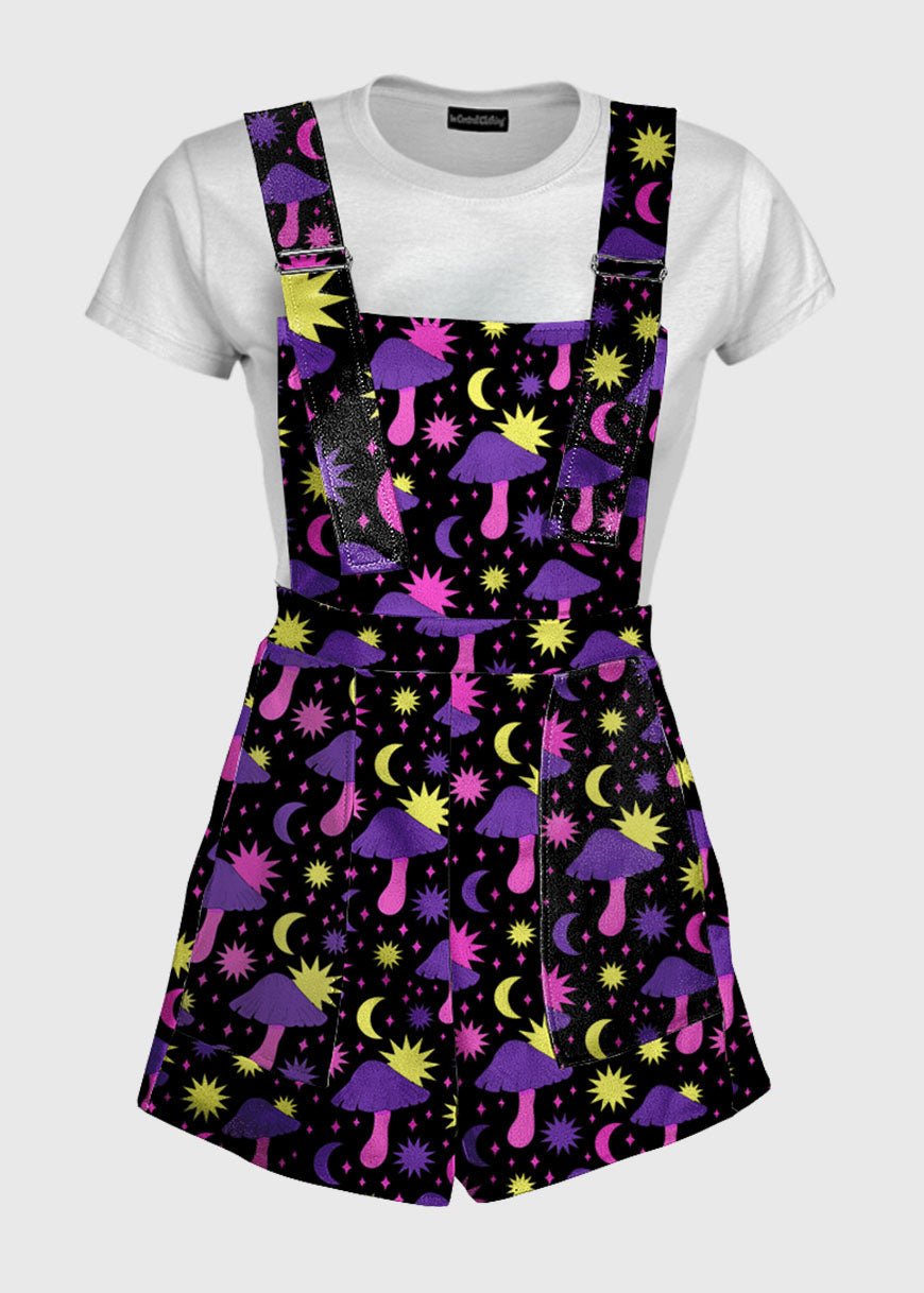 Sun And Moon Mushroom Black Overalls - In Control Clothing
