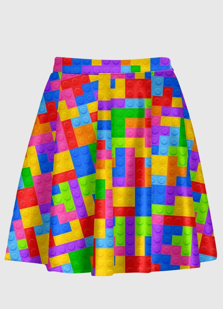 Toy Building Block Flare Skirt - In Control Clothing