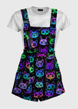 Trippy Kitty Cartoon Overalls - In Control Clothing