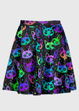 Trippy Rainbow Cartoon Cat Skirt - In Control Clothing