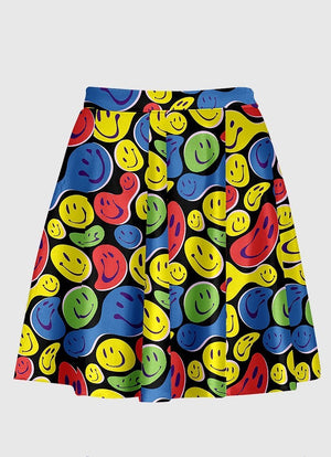 Plus Size Twisted Smiley Black Flare Skirt