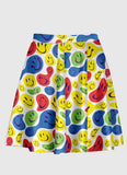 Twisted Smiley White Flare Skirt - In Control Clothing