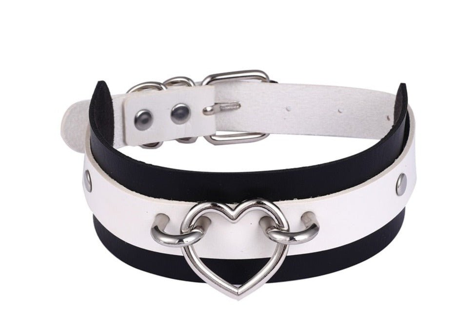 Two Tone Heart Choker Collar Necklace - In Control Clothing